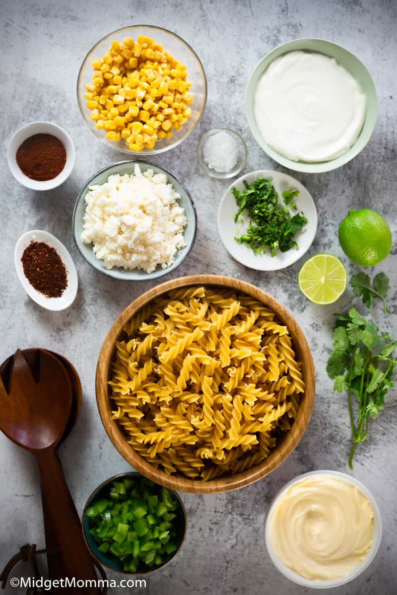 Mexican street Corn Pasta Salad Recipe ingredients