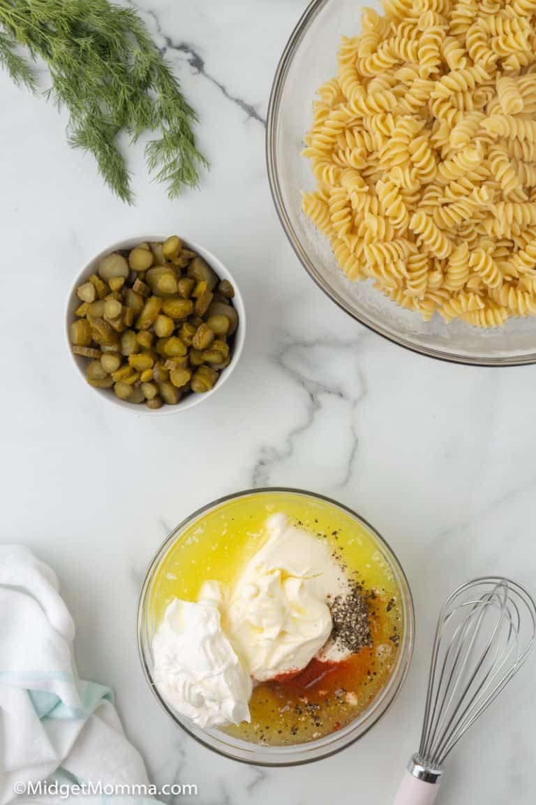 Creamy Dill Pickle Pasta Salad Recipe • MidgetMomma