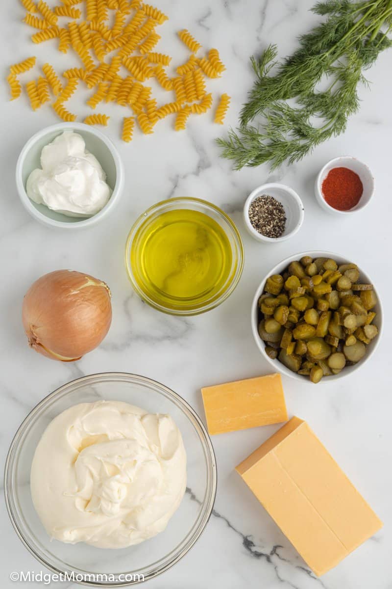 Dill pickle Pasta Salad Recipe ingredients