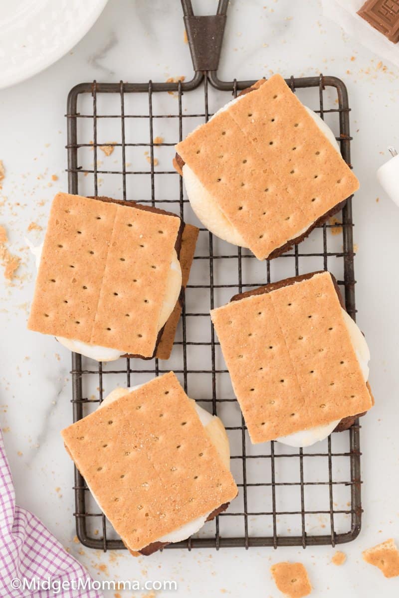 overhead shot of indoor s'mores made in the air fryer