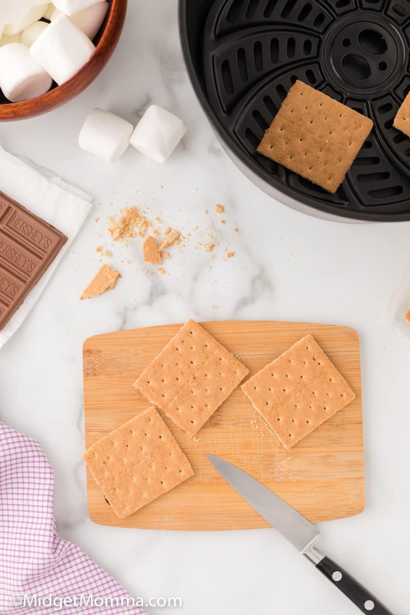 graham crackers broken in half for s'mores