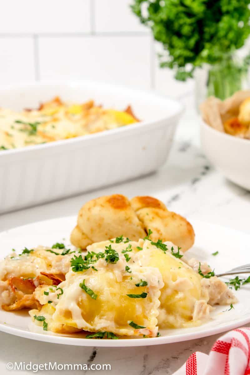 Chicken Alfredo Ravioli Bake 