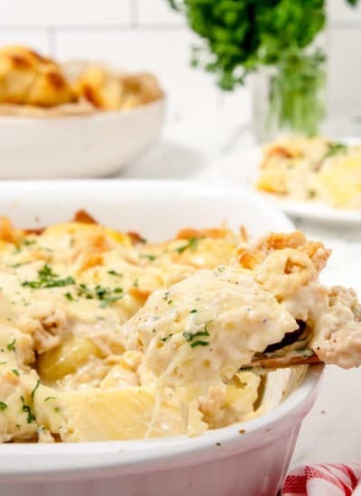 Chicken Alfredo Ravioli Bake