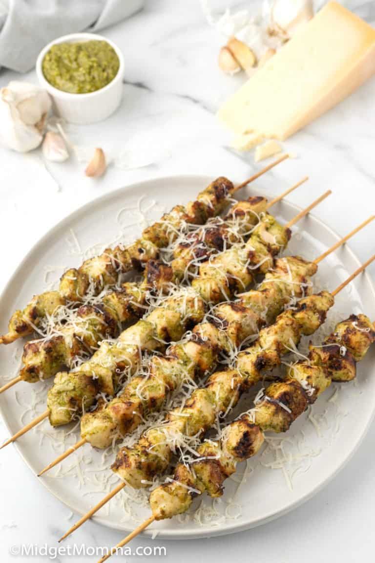 Parmesan Pesto Grilled Chicken Kabobs • MidgetMomma