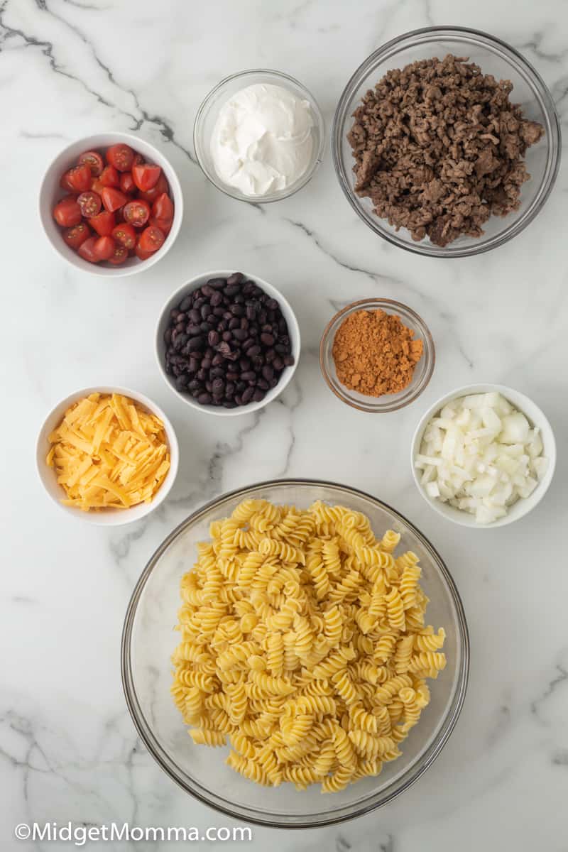 Taco Pasta Salad ingredients