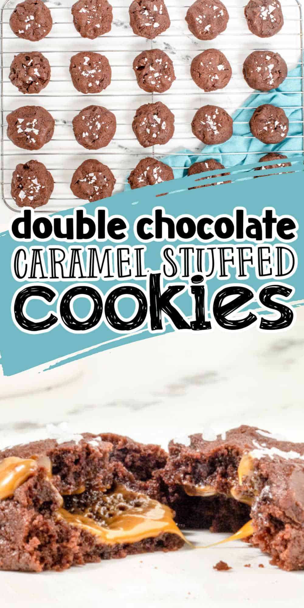 Salted Caramel Stuffed Double Chocolate Cookies