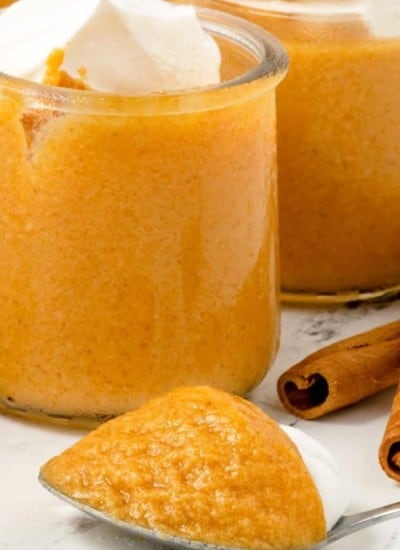 spoonful of homemade pumpkin pudding recipe