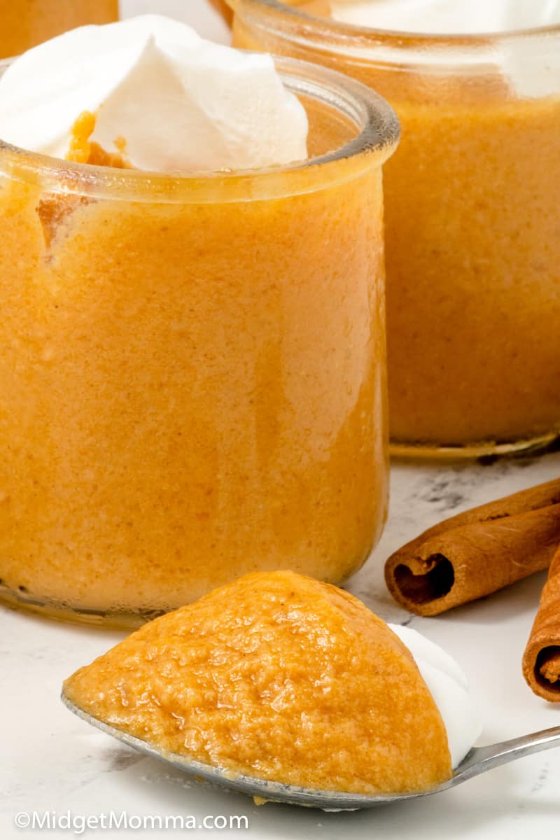 spoonful of homemade pumpkin pudding recipe