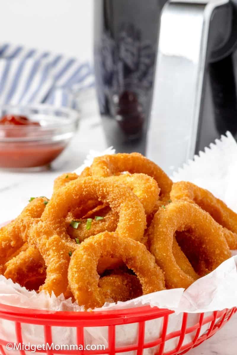 Air Fryer Frozen Onion Rings - always use butter