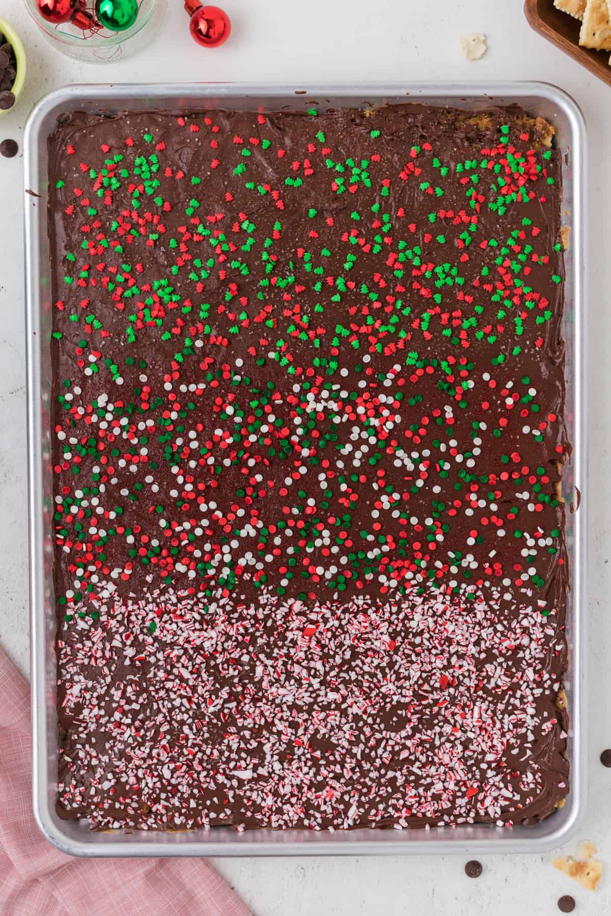 christmas sprinkles added on top of christmas crack
