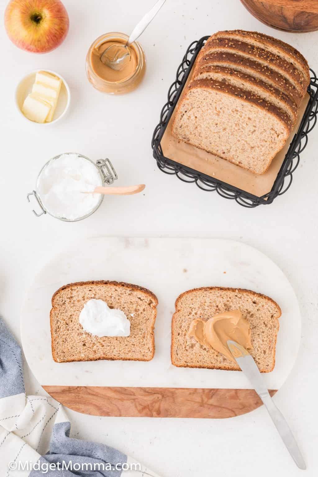 Fluffernutter Sandwich - Peanut Butter and Marshmallow Fluff Sandwich