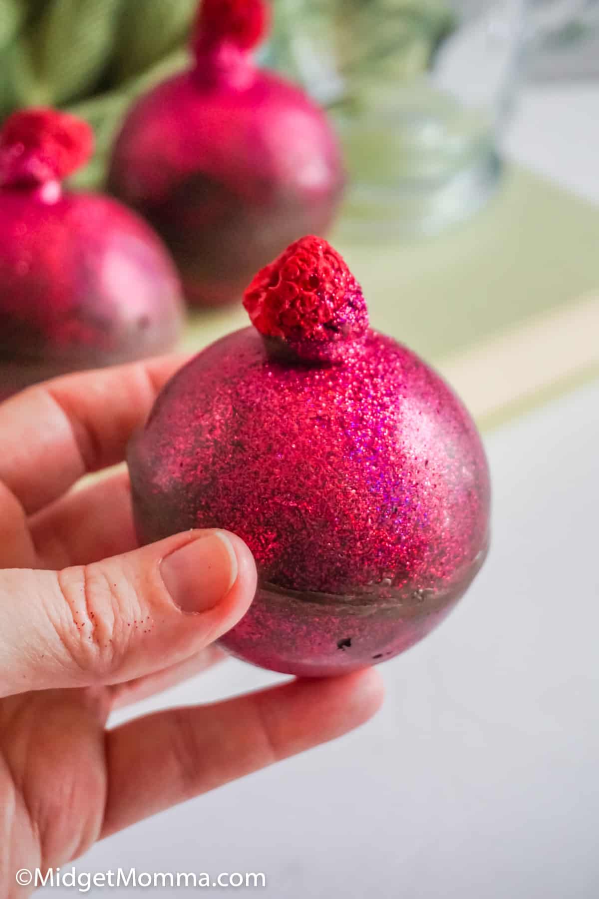 Raspberry hot chocolate bombs