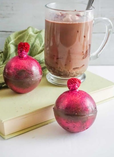 Raspberry hot chocolate bombs