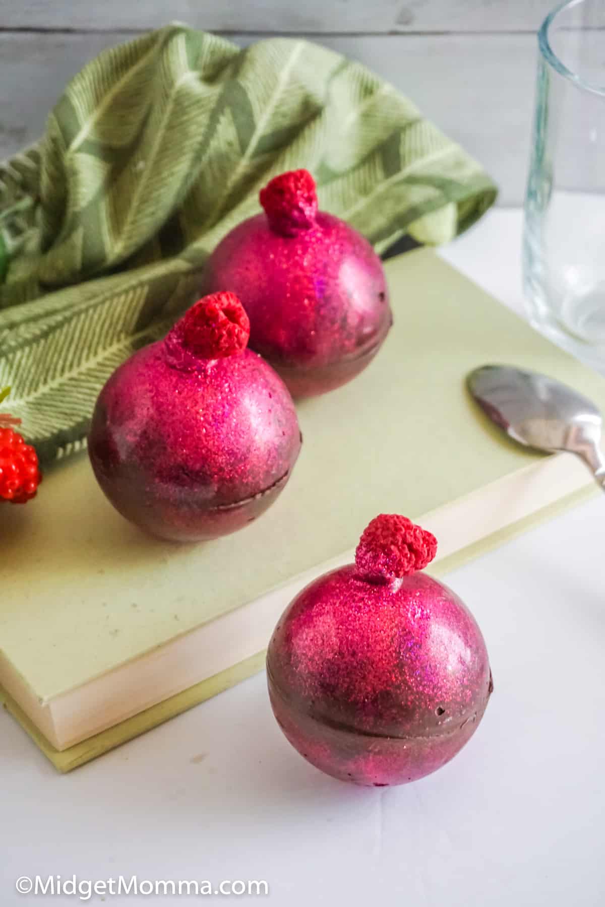 Raspberry hot chocolate bombs