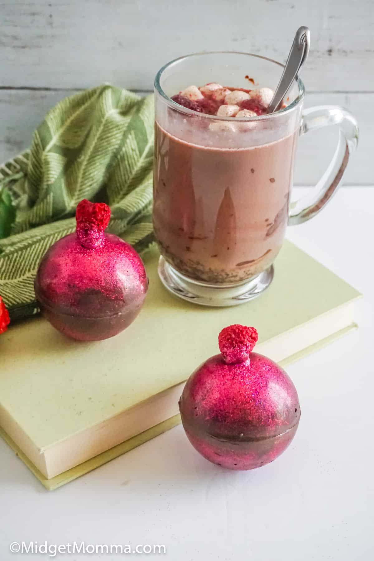 Raspberry hot chocolate bombs