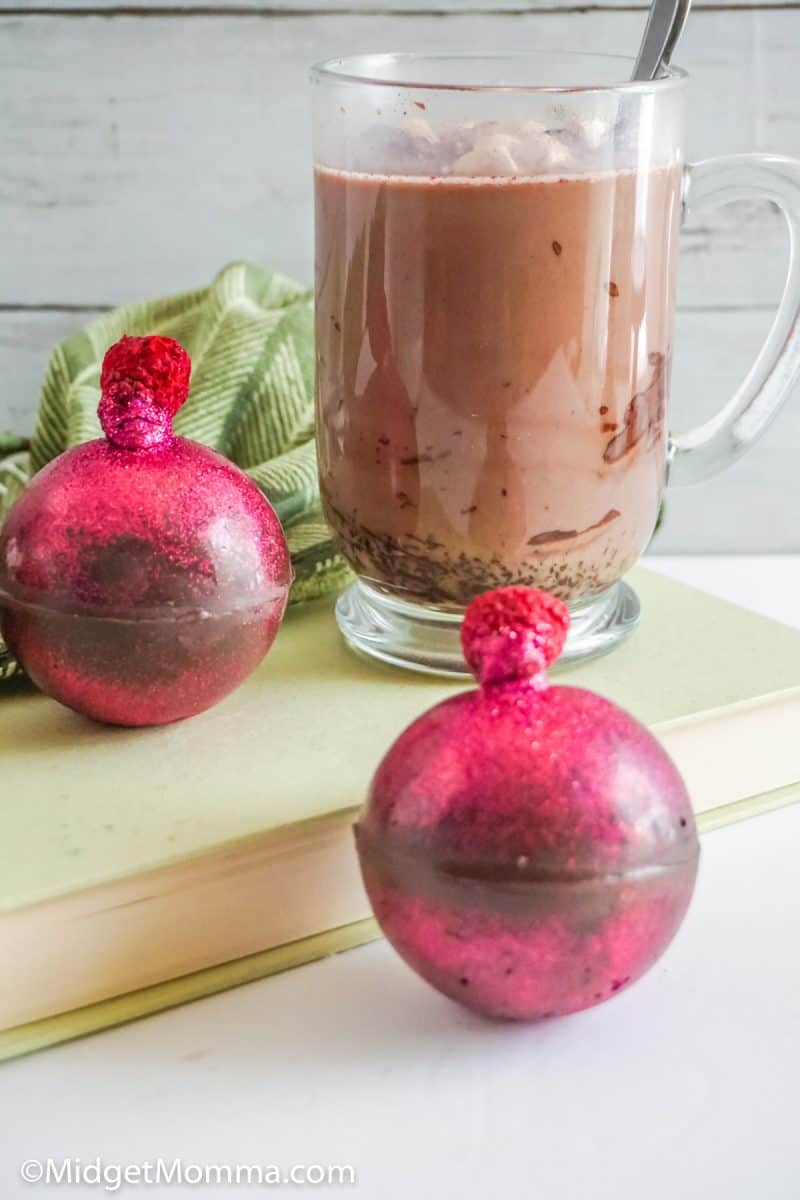 Raspberry hot chocolate bombs