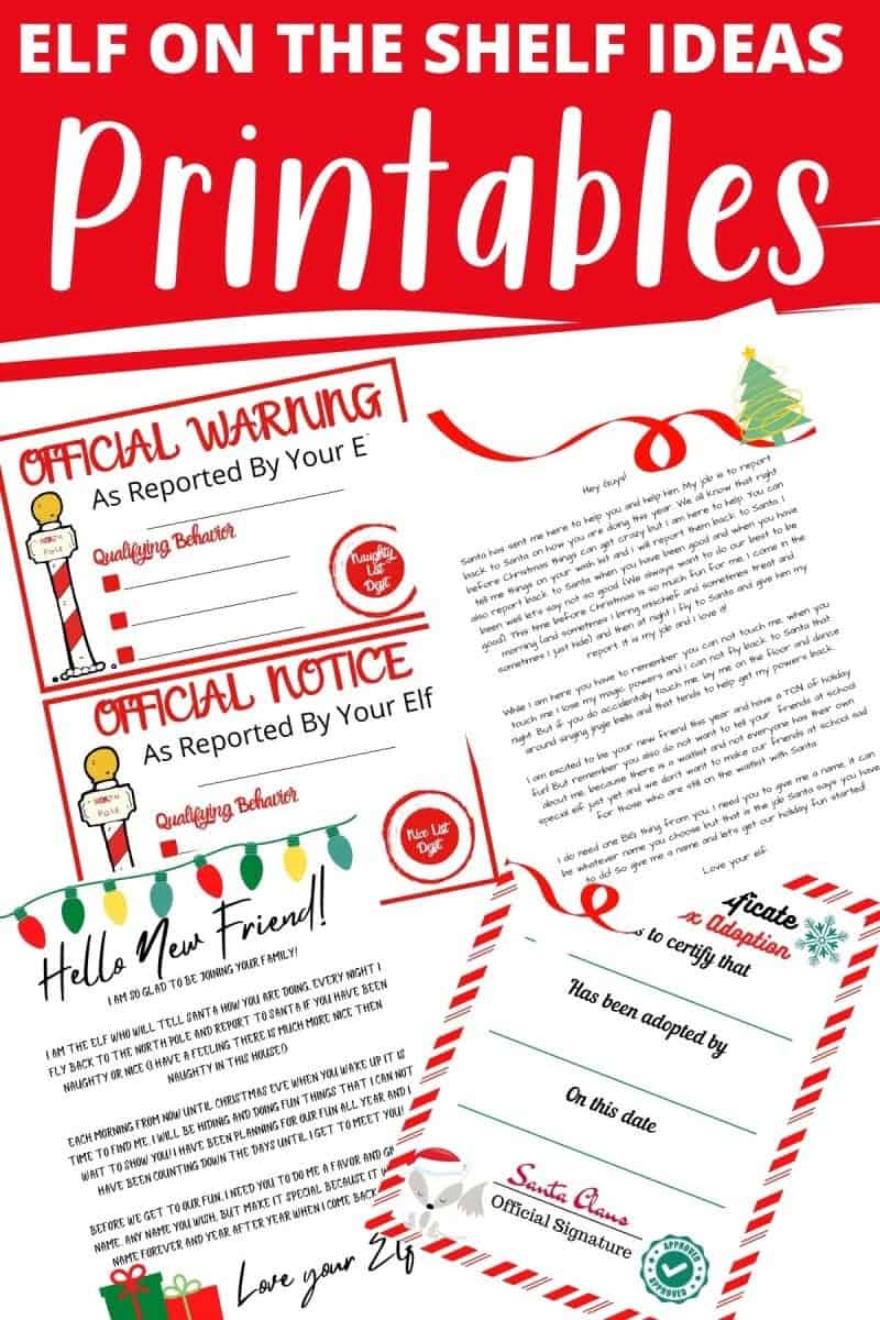 Elf on the shelf ideas printables.