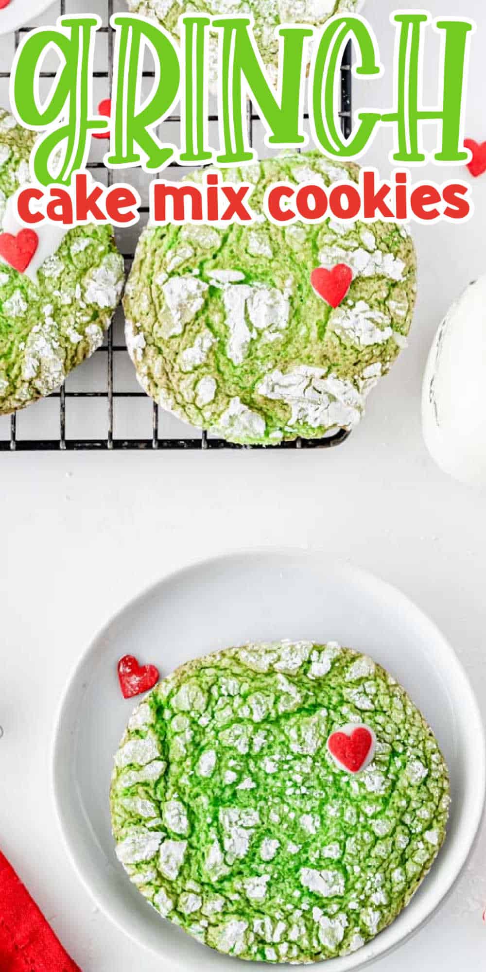 Grinch Cake Mix Cookies (Grinch Crinkle Cookies) • MidgetMomma