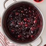 overhead photo of Homemade Cherry pie filling Recipe in a pot