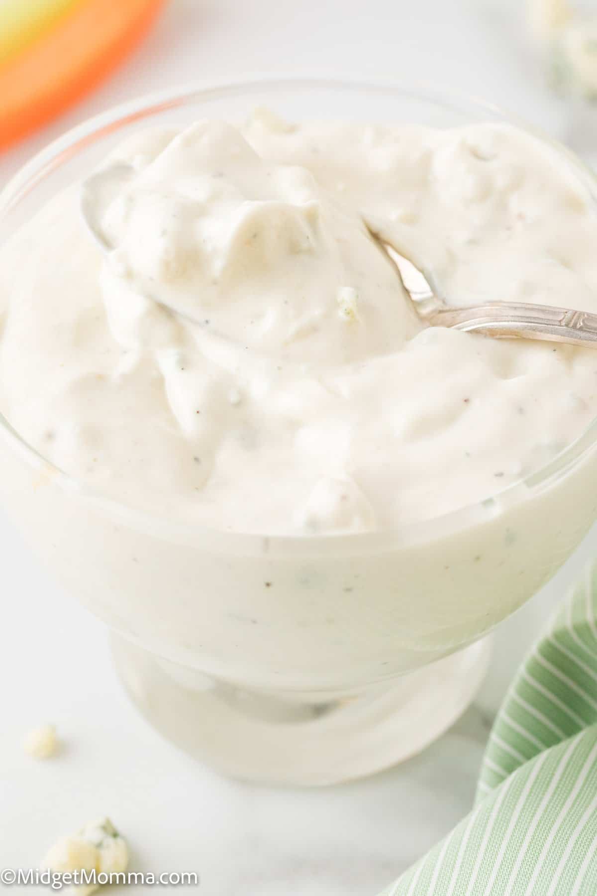 spoonful of homemade blue cheese dressing recipe