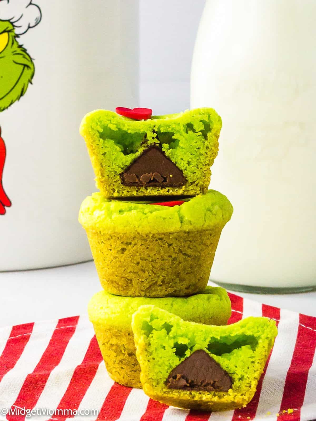 stack of grinch cookies close up photo