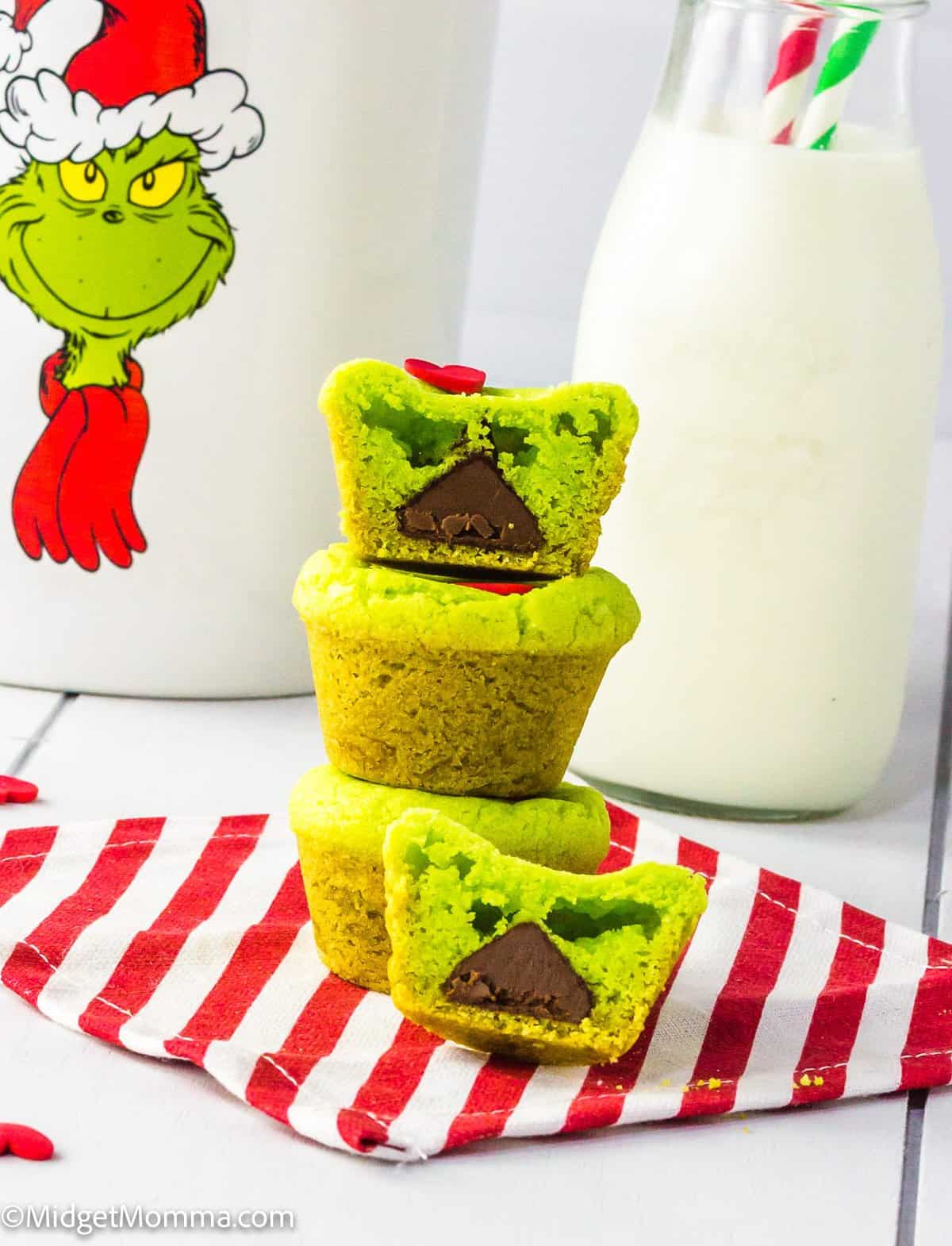 stack of grinch stuffed cookies