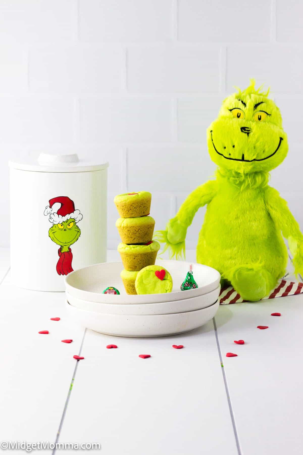 easy grinch cookies on a plate