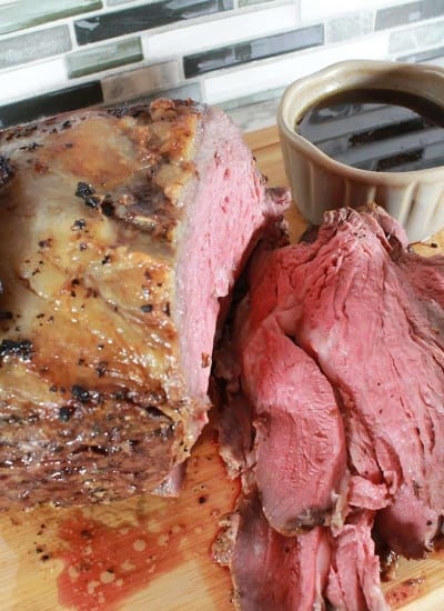 side view of sliced Oven Baked Prime Rib