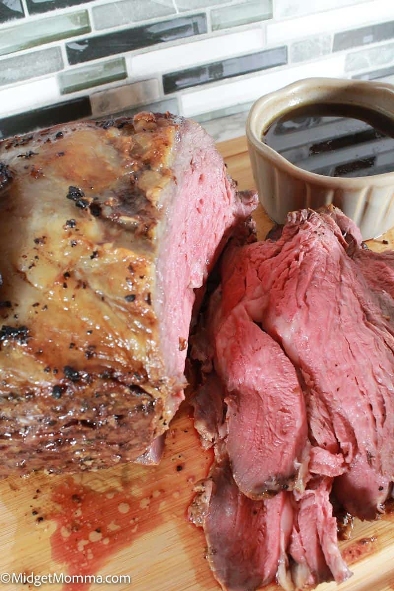 side view of sliced Oven Baked Prime Rib