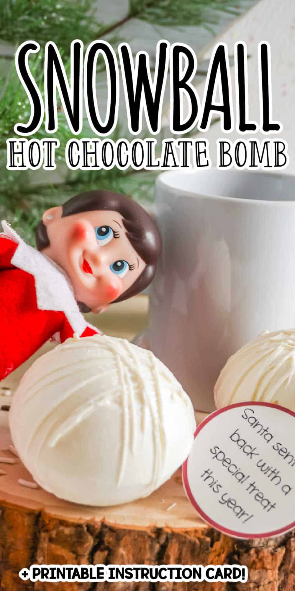 Snowball Hot Cocoa Bombs + Printable Instruction Card & Tag!