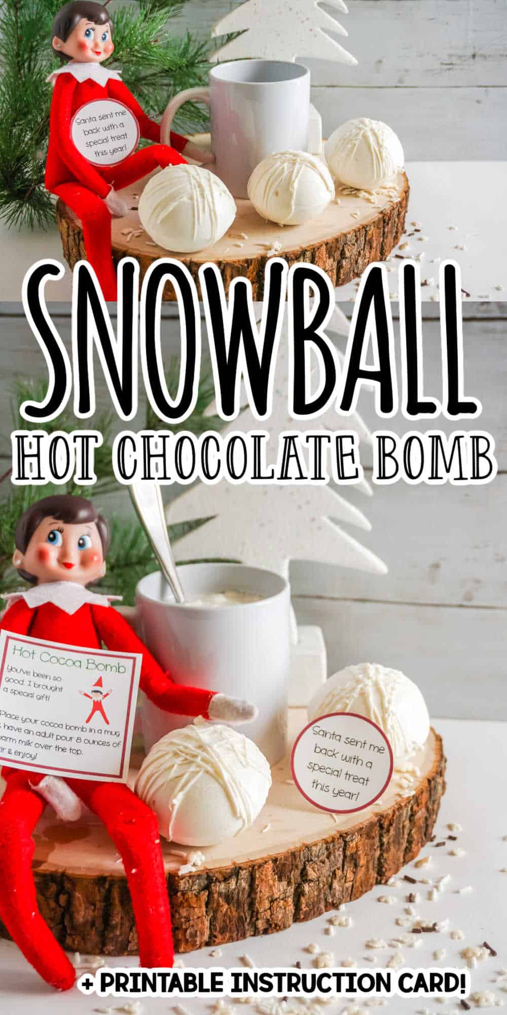 Snowball Hot Cocoa Bombs + Printable Instruction Card & Tag!