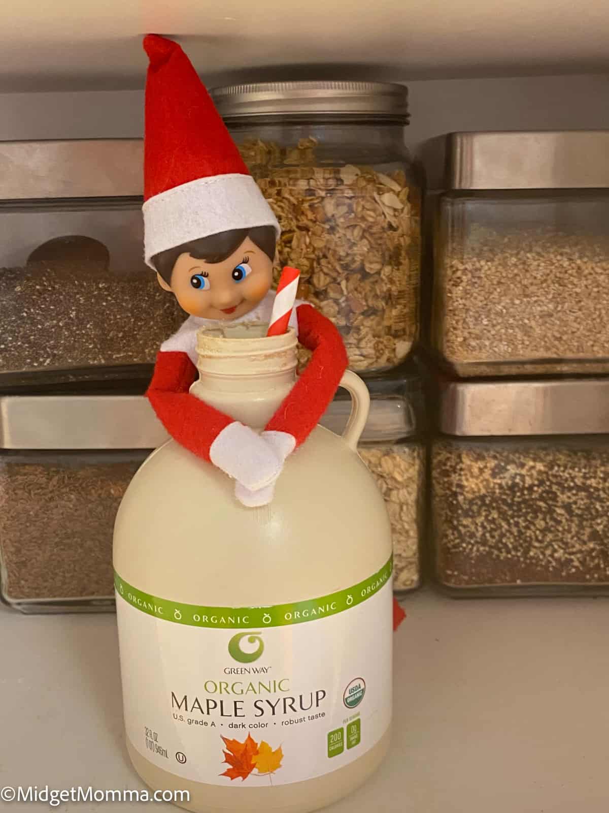 elf drinking maple syrup
