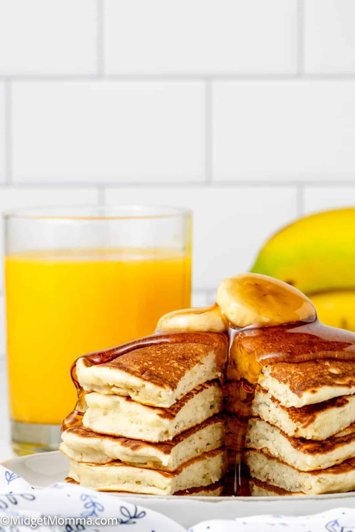 Banana Pancakes covered in maple syrup