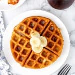 overhead photo of banana waffles