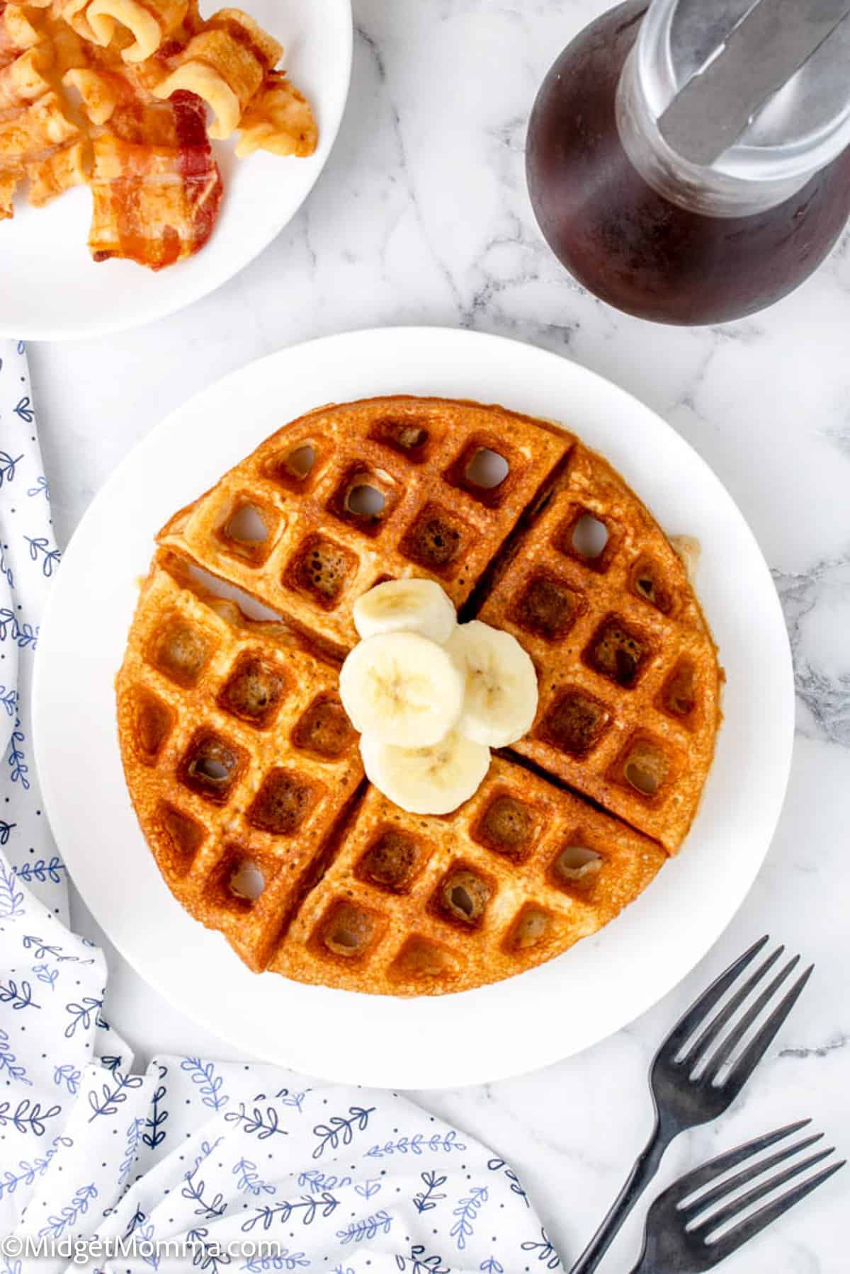 overhead photo of banana waffles