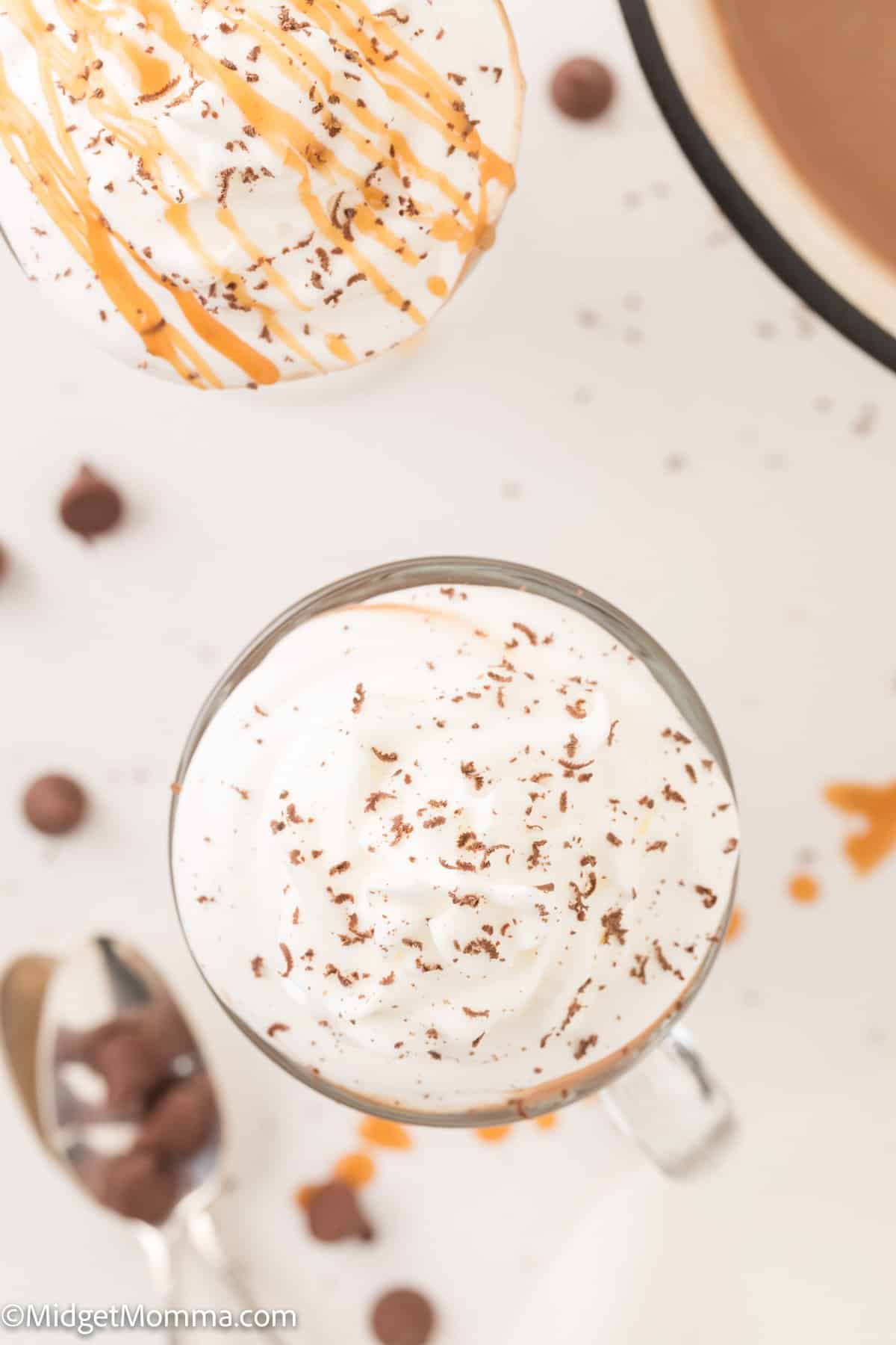 overhead photo of Caramel Hot Chocolate