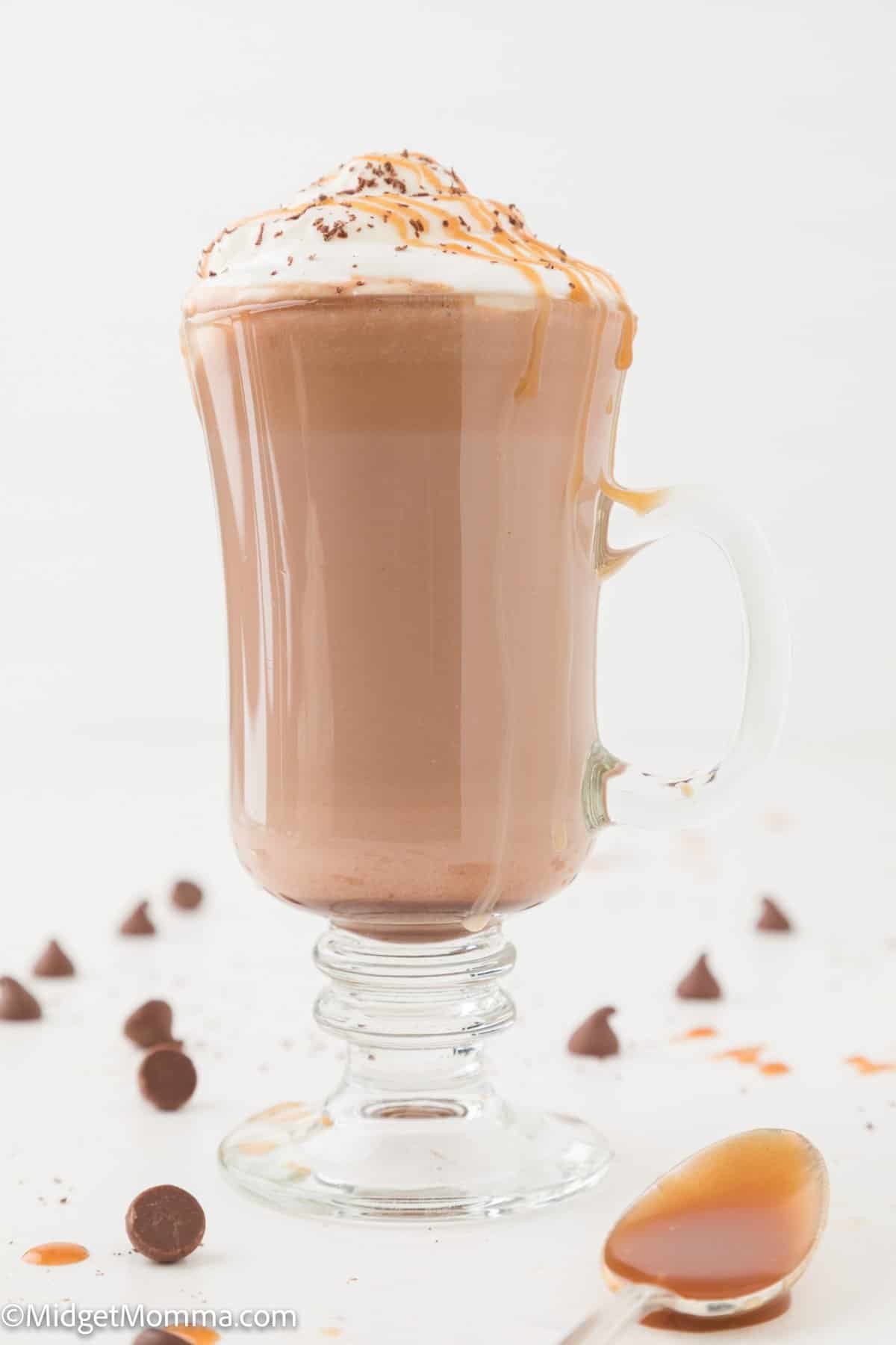 large glass of Caramel Hot Chocolate