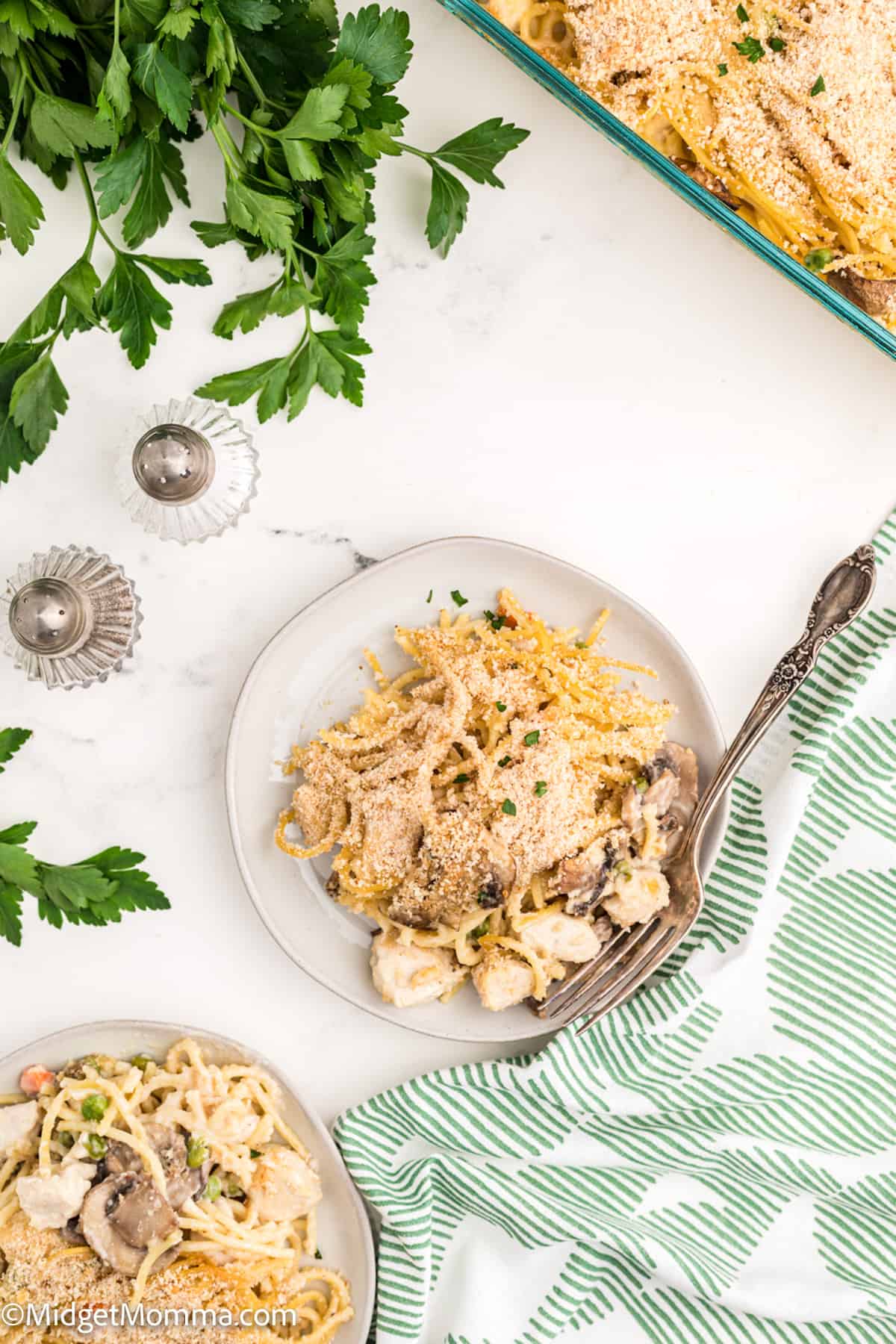 overhead photo of Chicken Tetrazzini Recipe