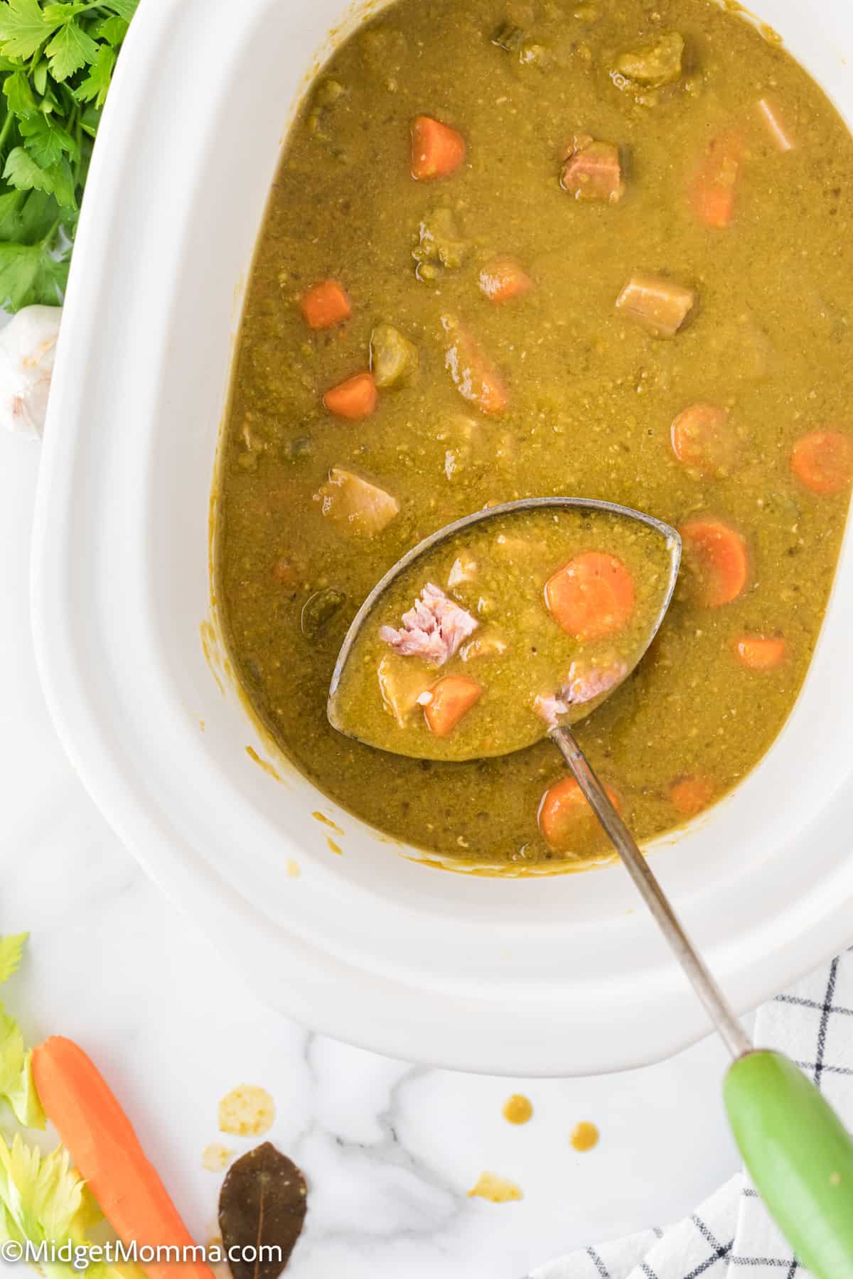 Slow Cooker Split Pea Soup with Ham - Emily Bites