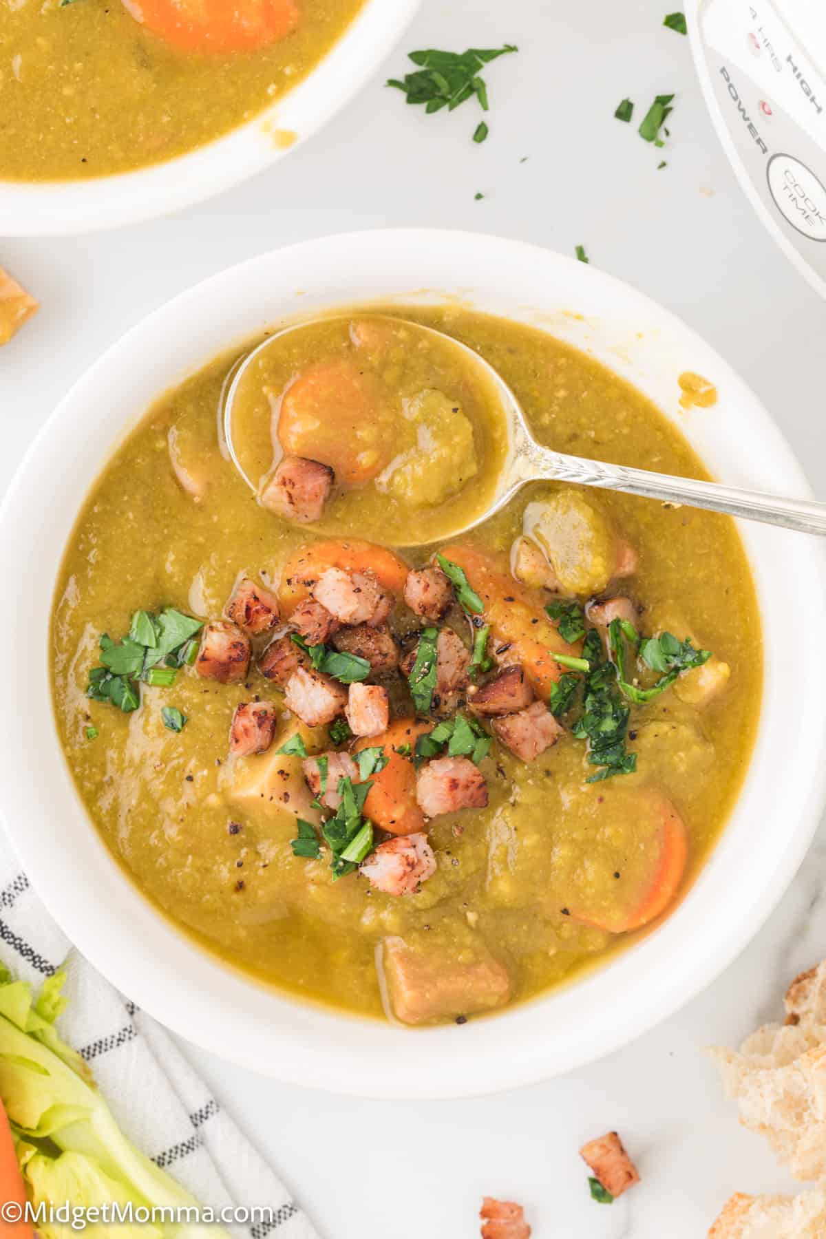 bowl of ham and split pea soup