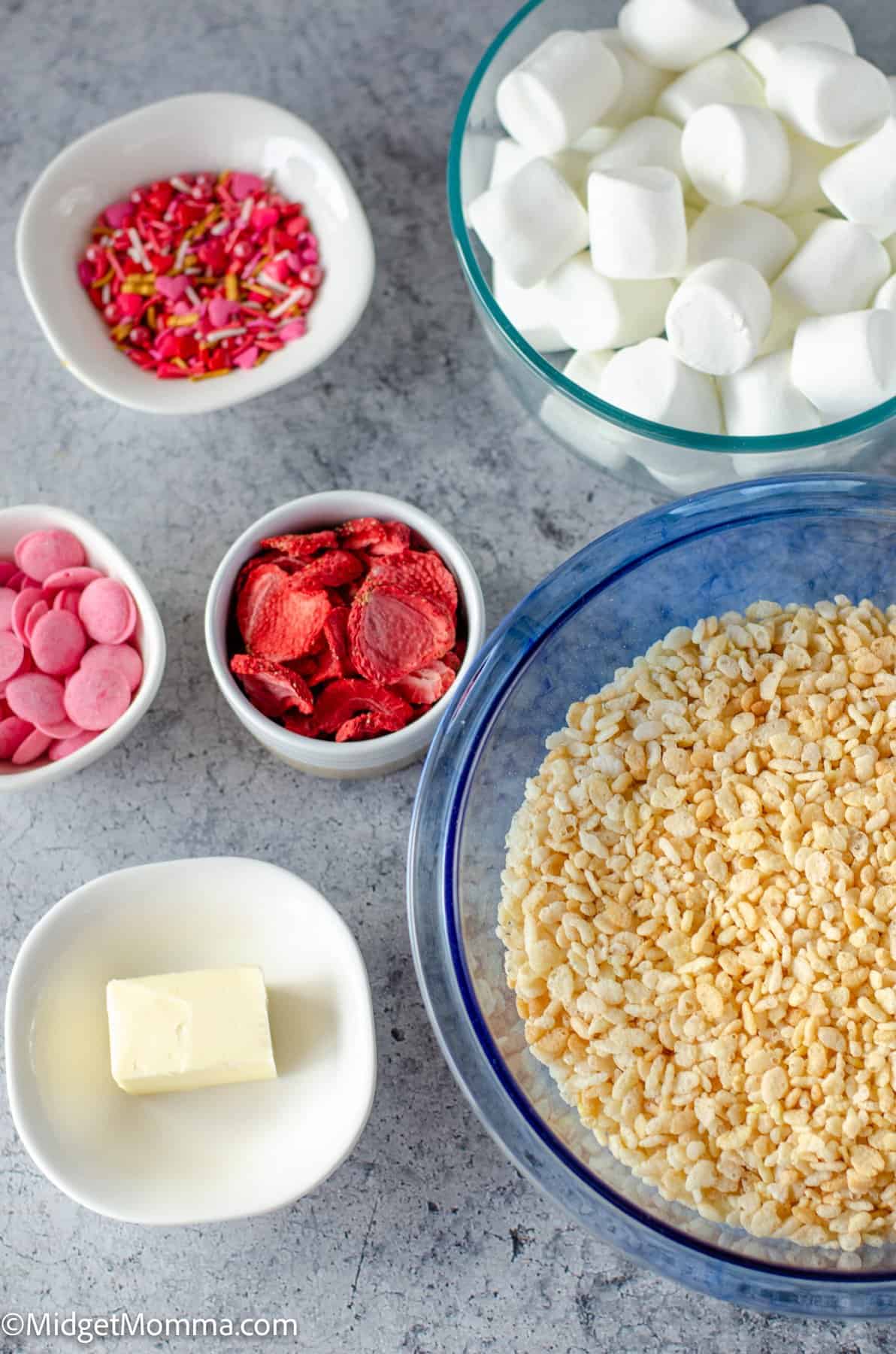 Valentine's Day Rice Krispie Treats ingredients