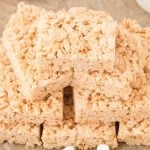 stack of fresh made rice krispie treat cereal bars