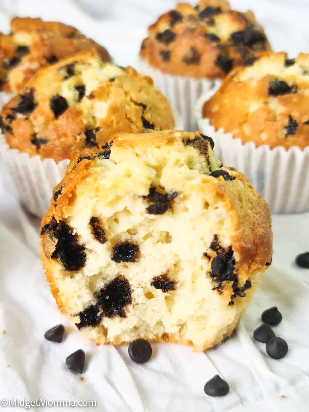 easy chocolate chip muffins close up photo
