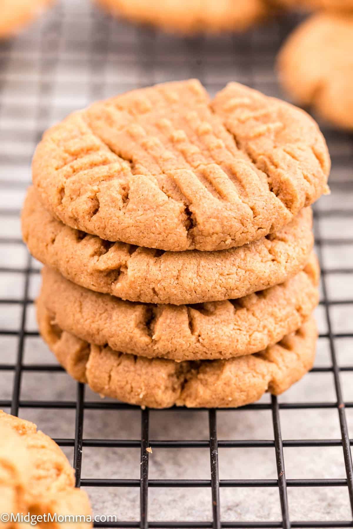 stack of Peanut Butter Cookies Recipe on a cooling rack