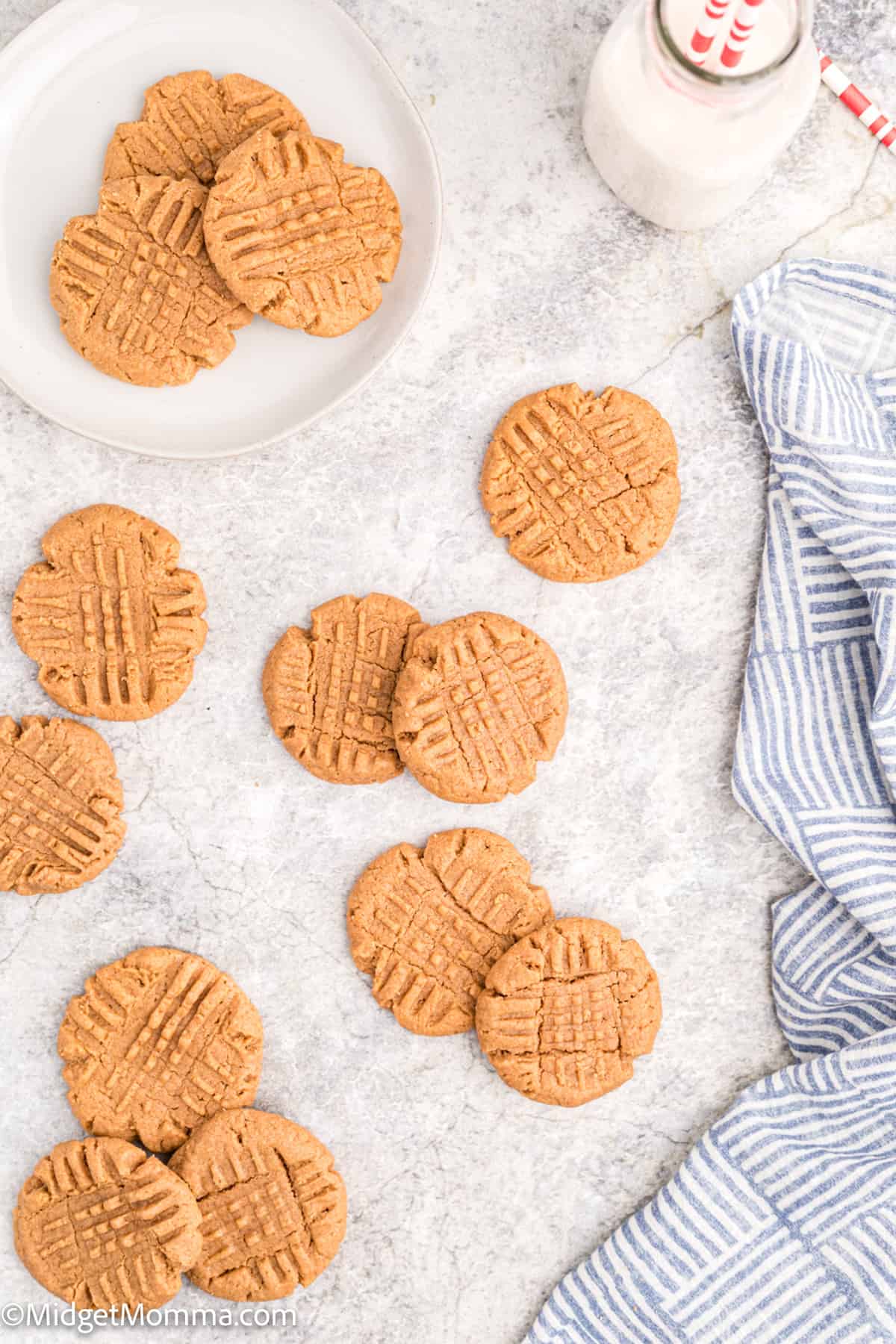 overhead photo of peanut butter cookies