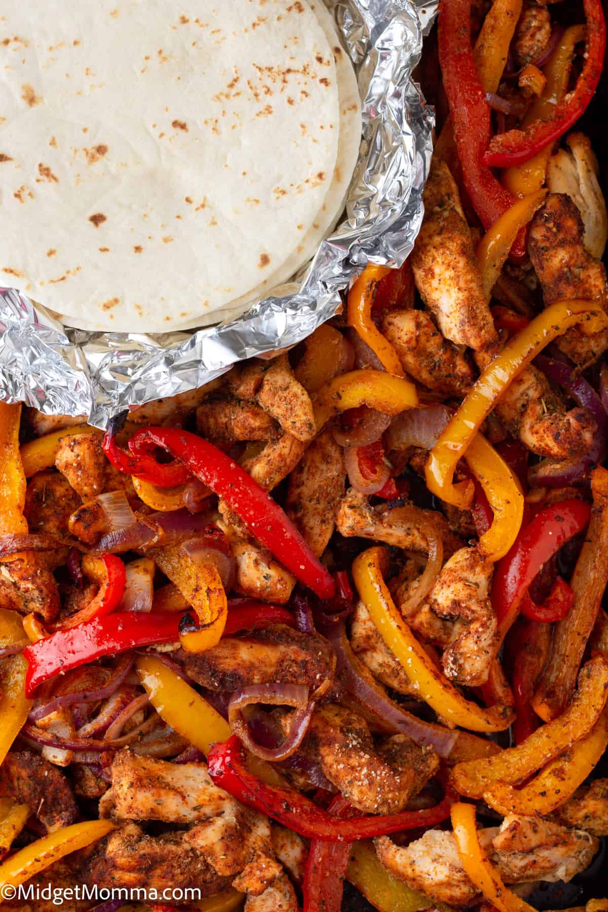 close up photo of Sheet pan chicken Fajitas