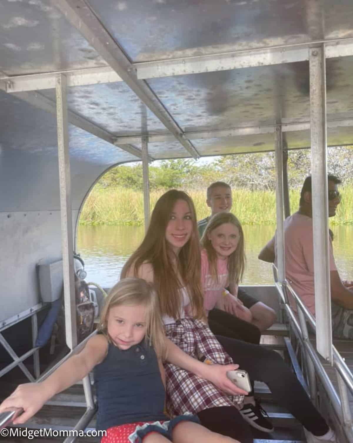 4 kids on an air boat tour in the everglades in fort lauderdale florida