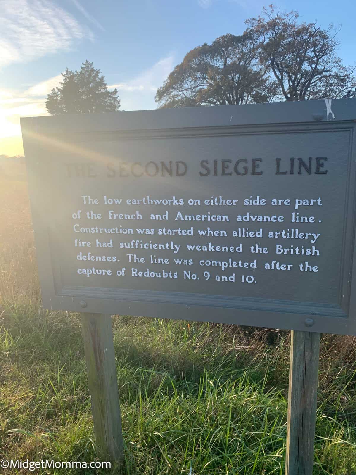 Yorktown Battlefield Audio Tour second seige line sign