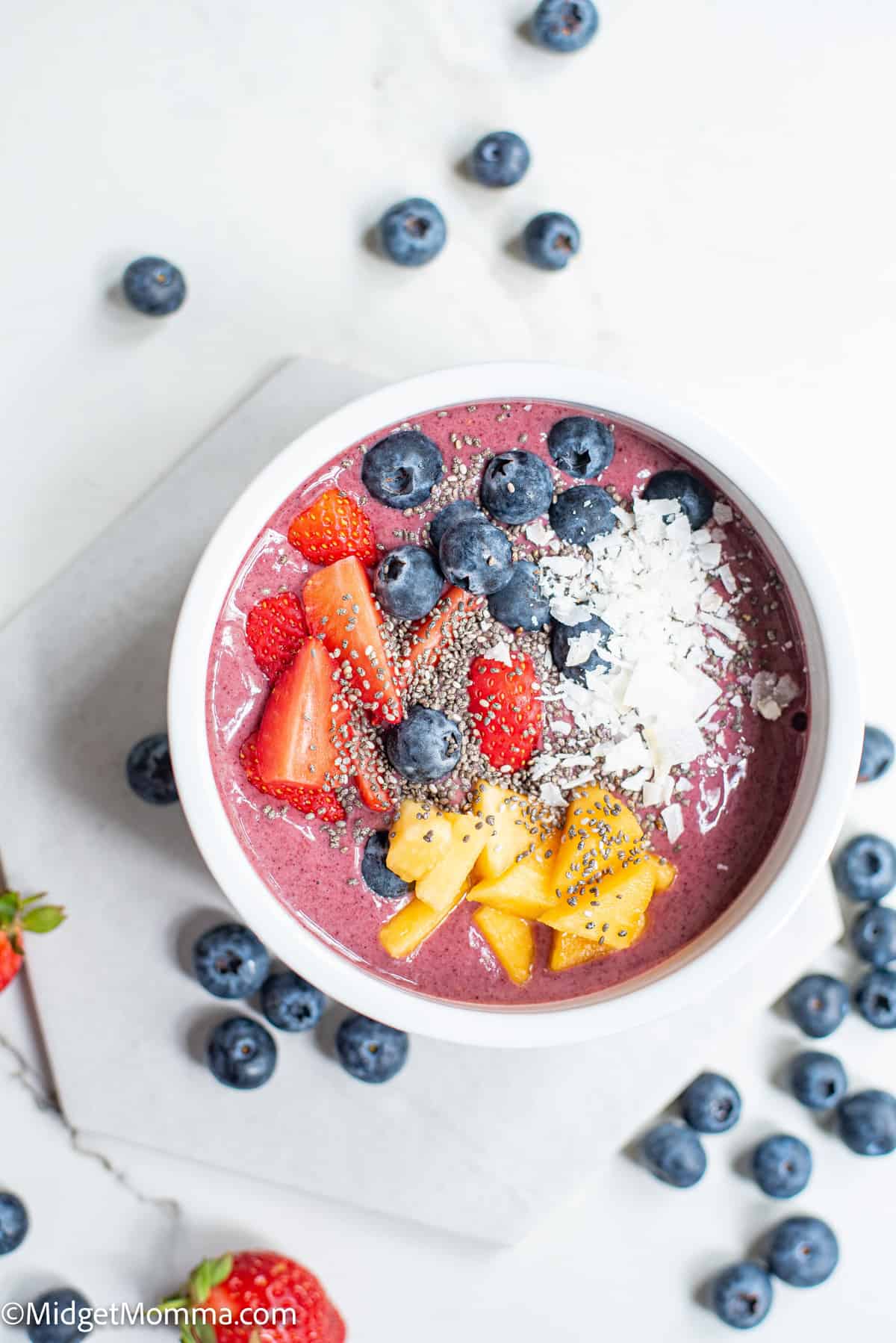 overhead photo of Acai Smoothie Bowls Recipe
