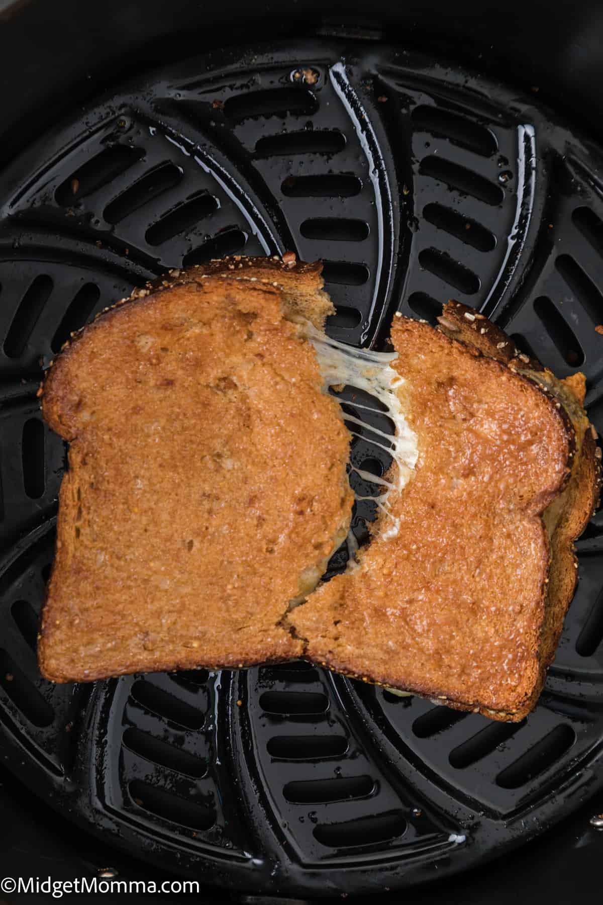 close up photo of Air Fryer Grilled Cheese Sandwich in the air fryer